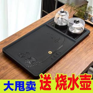 家用 天然乌金石茶盘全自动上水茶台烧水壶一体电磁炉茶海茶具套装
