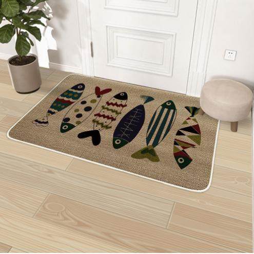 卡通跨境亚麻地毯地垫进门门垫厨房防滑橡胶脚垫浴室门口吸水垫子,家庭/个人清洁工具,地垫,淘宝优惠券,粉丝福利购,淘宝优惠卷
