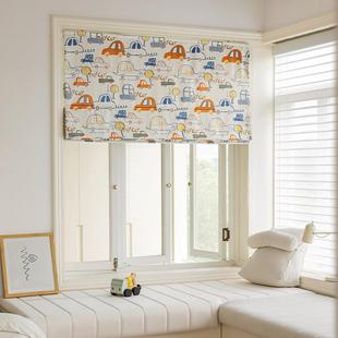 儿童房高档轻奢提花双层窗帘卧室小窗户飘窗遮光窗帘升降罗马帘