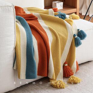 休闲 小毛毯午睡毯子ins沙发盖毯多巴胺披肩针织装饰民宿搭巾毛毯
