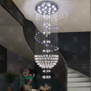 别墅客厅挑空大吊灯覆式楼lotf大厅水晶花蝴蝶吊灯公寓楼梯间吊灯
