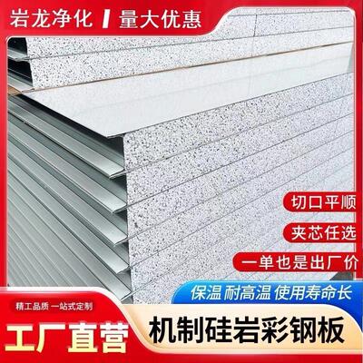 硅岩净化板防火隔热彩钢板岩棉夹芯板轻质隔墙泡沫板洁净板材悬吊