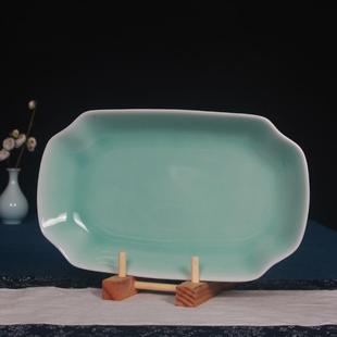 龙泉青瓷中式 耐高温适用微波炉 家用餐具 大号蒸烤鱼盘长方形深盘