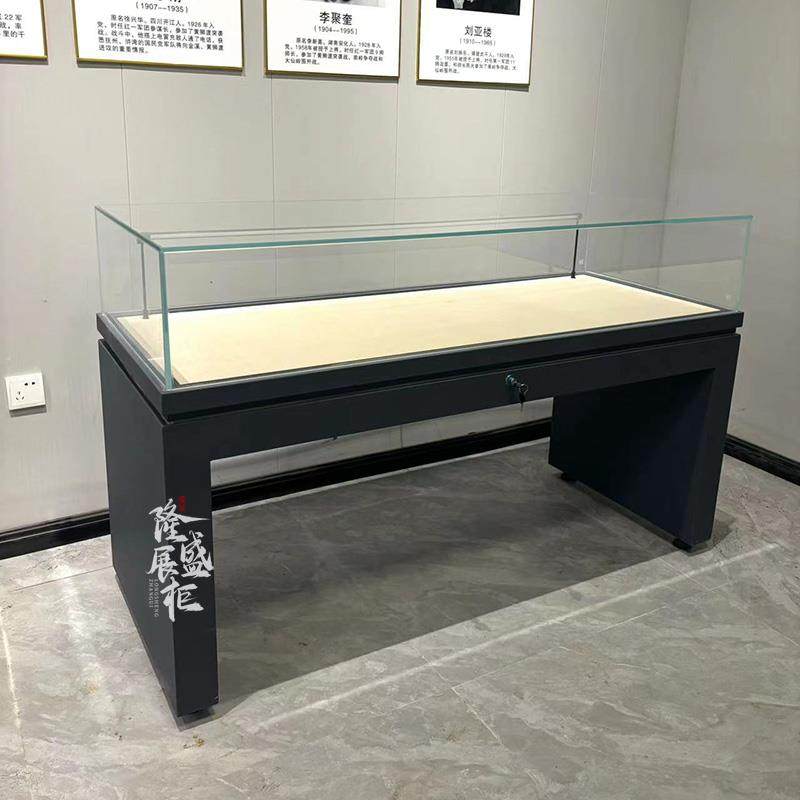 实木博物馆展柜定制柜台古董字画 画展示台党史校史展示柜液压展