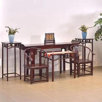 新中式中堂六件套实木农村祖祠家用供桌八仙桌条案玄关翘头桌神台