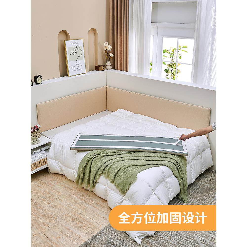 泰迪天鹅绒可拆卸和可清洗的床垫榻榻米软墙环绕防撞不干胶靠背没