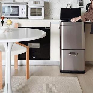 EKO智能全自动感应家用客厅厨房干湿分类轻奢不锈钢大容量垃圾桶