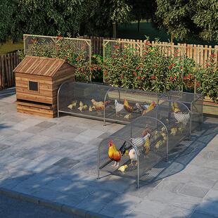 新款走地鸡笼隧道养鸡兔子跑道萌宠铁丝网溜达鸡家用笼子户外耐用