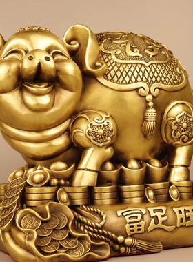 黄铜金猪存钱罐摆件生肖福猪能进能出储钱罐家用办公室前台装饰品