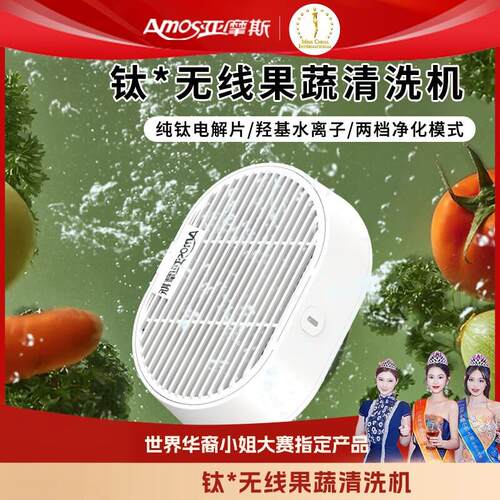 亚摩斯纯钛电解片果蔬清洗机果蔬净化器家用便携多功能无线净化器