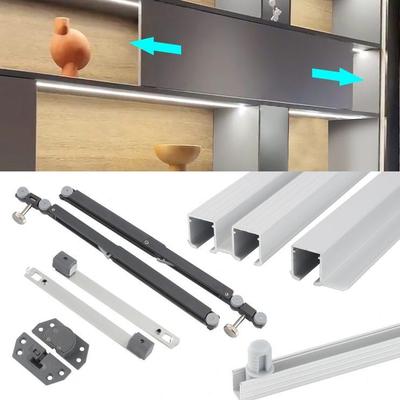 木门款橱柜无下轨双向阻尼缓冲移门轨道五金配件书柜推拉滑轨