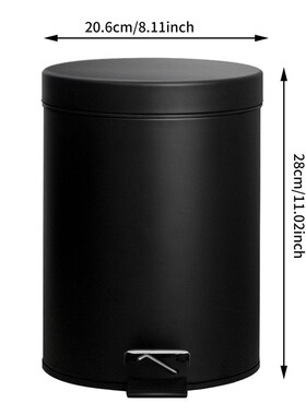 跨境哑光黑色圆形m翻盖垃圾桶家用缓降静音脚踏踩式带盖清洁桶