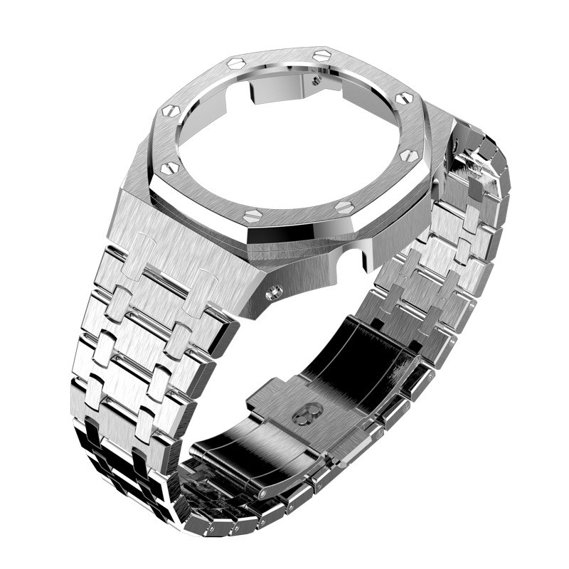 适配GA2100/GM2100农家v橡树GMAS-2100四代改装表壳表带不锈钢配