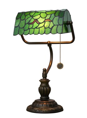 绿色树叶蒂凡尼彩色玻璃灯酒吧客餐厅卧室书N房书桌装饰台灯床头