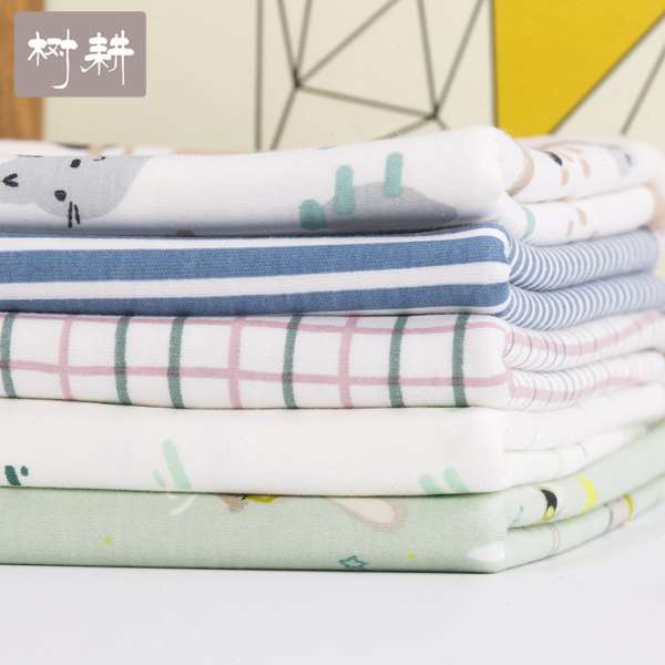 树耕 A类婴幼儿面料 抗茵竹纤维布料 儿童服饰 竹棉印花双面布