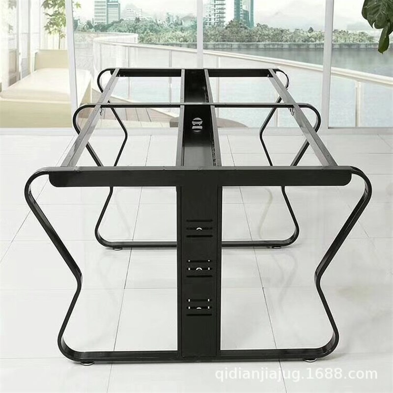 蝴蝶型办公桌腿铁艺桌架会议桌架子金属员工桌P支架桌脚桌架支撑