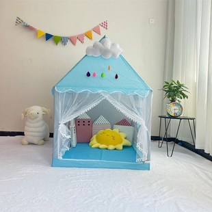 儿童帐篷室内h厂家小房子游戏屋分床城堡睡觉屋宝宝床棉球灯