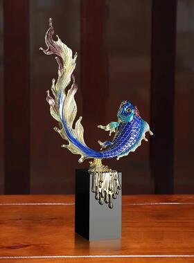 珐琅彩年年有余如鱼得水鱼摆件金鱼家居饰品客厅酒柜玄关饰品