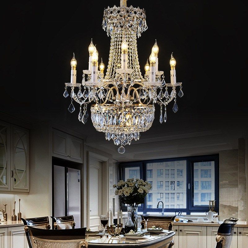 欧式水晶吊灯别墅客厅金色大w吊灯奢华酒店宴会厅装饰铁艺水晶灯