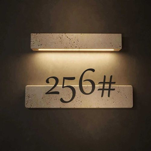 现代创意天然黄洞石门牌别墅酒店B工作室客房家用门牌号logo定制