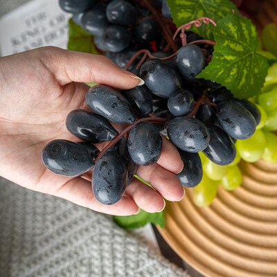 高逼真仿真葡萄模型110粒长粒假水果PVIC软胶提子农家院挂饰装饰