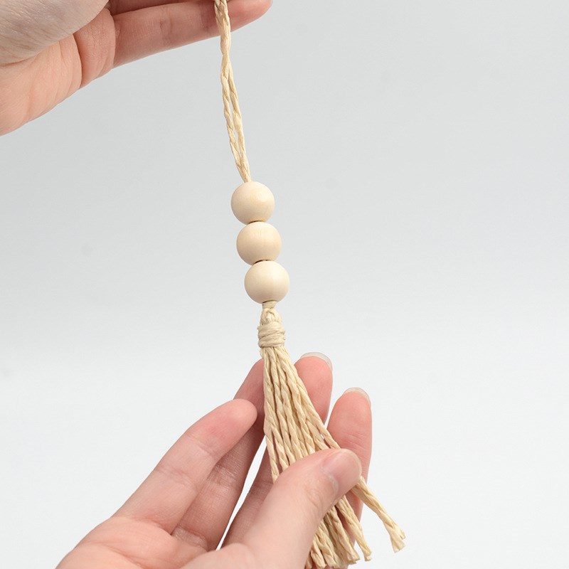 中式古风灯d芯草手工编织扇子沙滩海边度假装饰高级感珠子流苏非