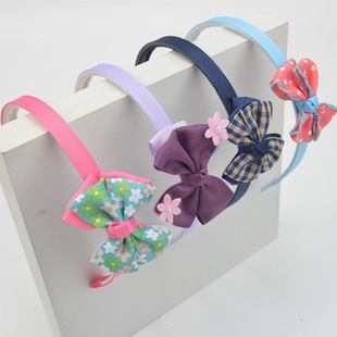 可爱不防滑时尚 儿童格子头饰蝴蝶结布艺发箍热卖 发带 韩版 新款