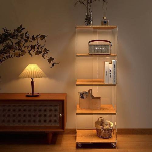 2025新款360度透明亚克力书柜置物架多层客厅旋转收纳手拿无边角