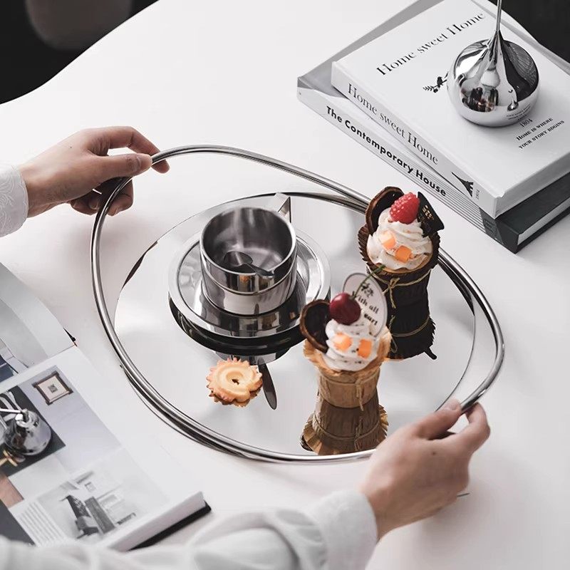 不锈钢椭圆形餐用托盘家用茶点盘甜品盘简约现代餐具香薰托盘,餐饮具,餐用托盘,淘宝优惠券,粉丝福利购,淘宝优惠卷