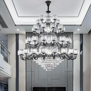 复式楼别墅客厅水晶轻奢大吊灯大厅水晶大吊灯售楼部中空挑空灯饰