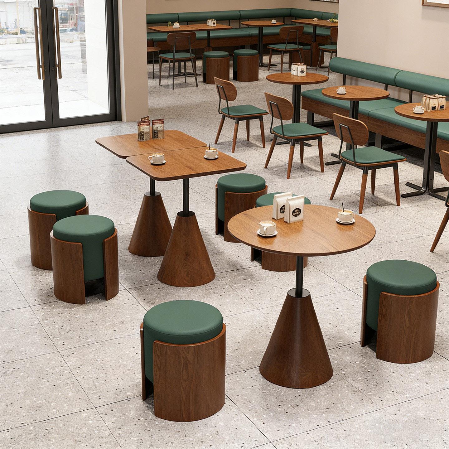 网红奶茶店甜品店实木餐桌椅组合咖啡厅卡座沙发长条凳餐桌椅商用