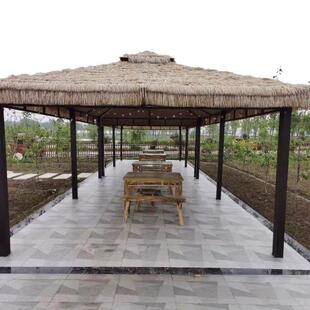 新款户外茅草凉亭家用毛草帐篷简易茅草屋草棚民宿四角遮阳棚休闲