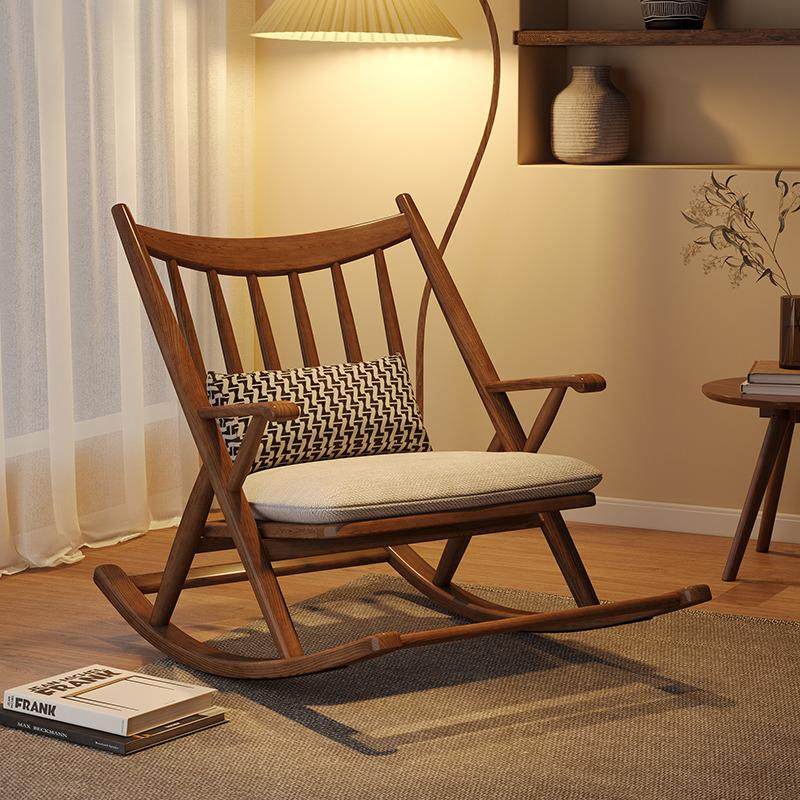 北欧实木摇椅家用躺椅大人阳台客厅休闲午睡懒人沙发单人逍摇遥椅