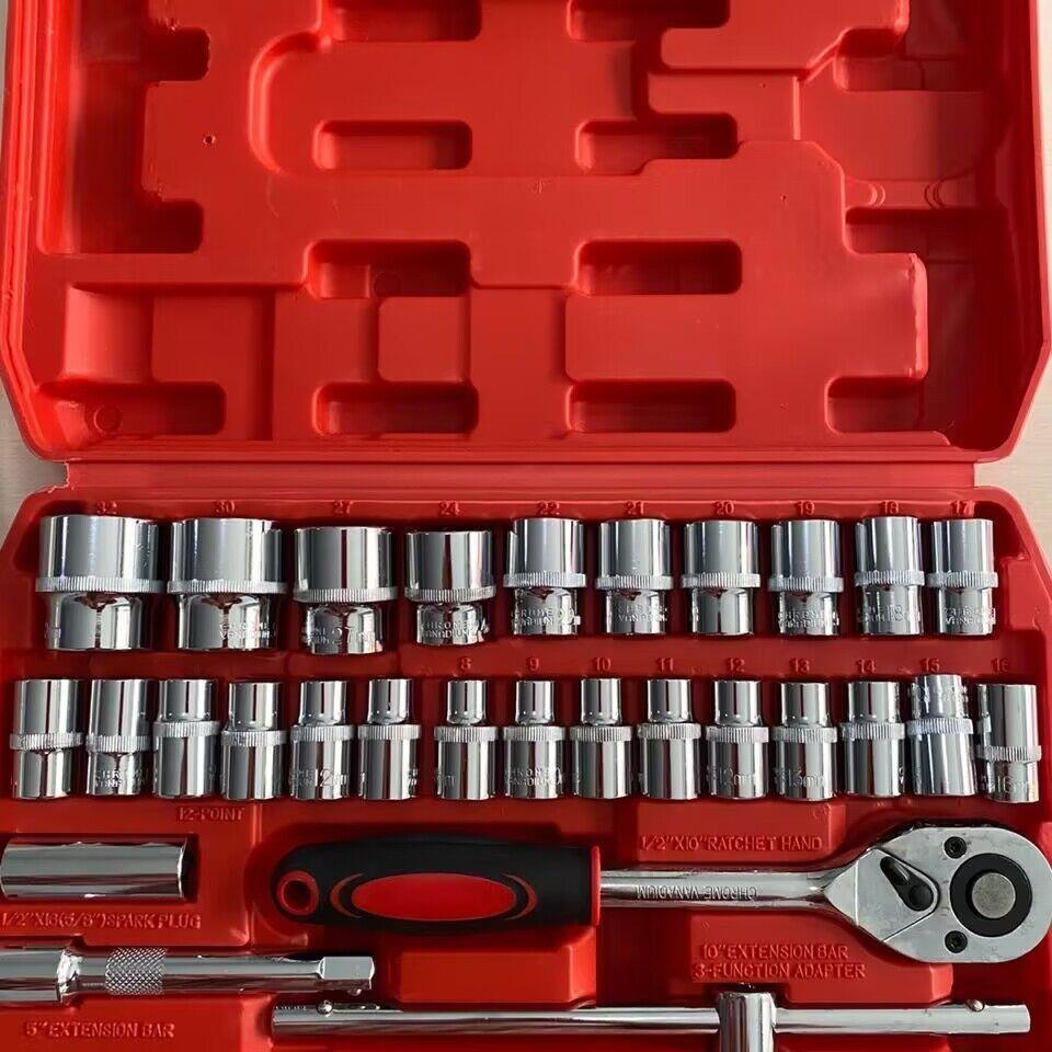 汽修工具箱32件37件套组套多功能套筒扳手套装棘轮扳手五金工具