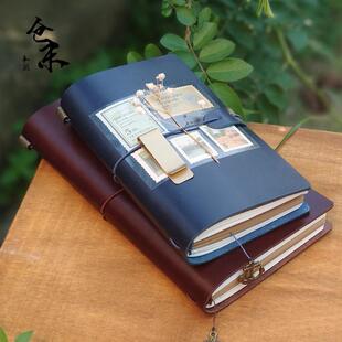 仓末标准活页手帐本tn手账头层植鞣原色牛皮本子真皮旅行笔记本