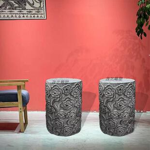 汉白玉石雕祥云柱彷古花架盆景底座青石柱子中式石墩室内装饰摆件