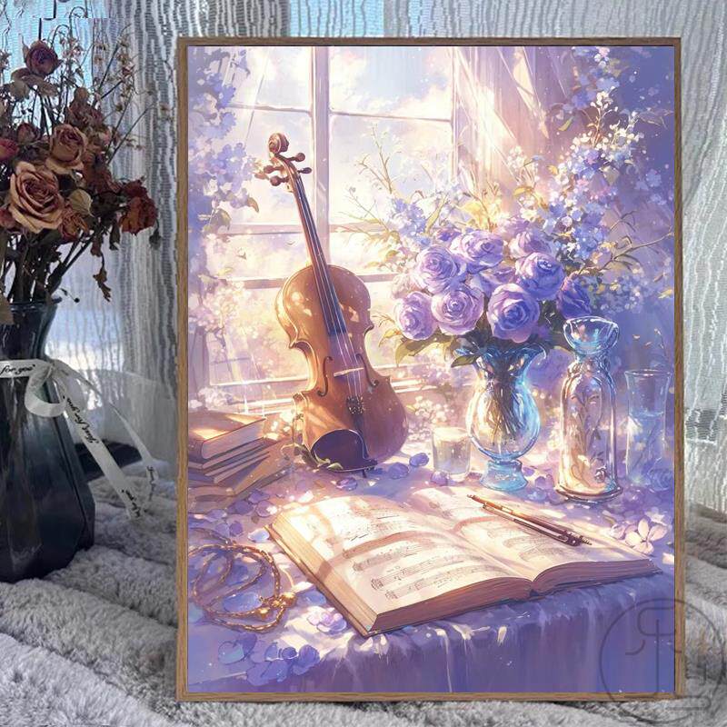 窗台风景钻石画满钻2024新款客厅唯美治愈系减压手工粘贴砖5d小件