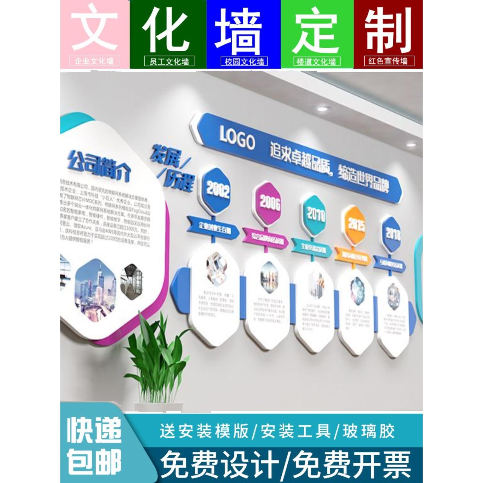 公司企业文化墙定制展示墙宣传墙员工风采装饰立体亚克力墙贴设计