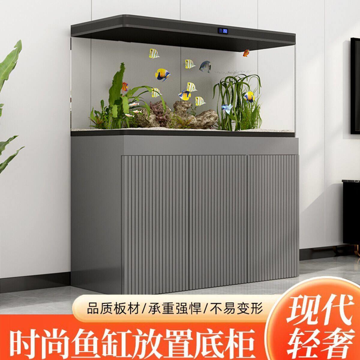 轻奢家用长方形客厅鱼缸底柜鱼柜鱼缸架子水族箱底座外置鱼缸柜子