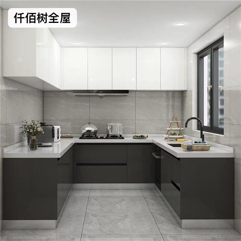 上海整体整体橱柜定制防水晶钢门板?具车石英石简约厨房定做厂家
