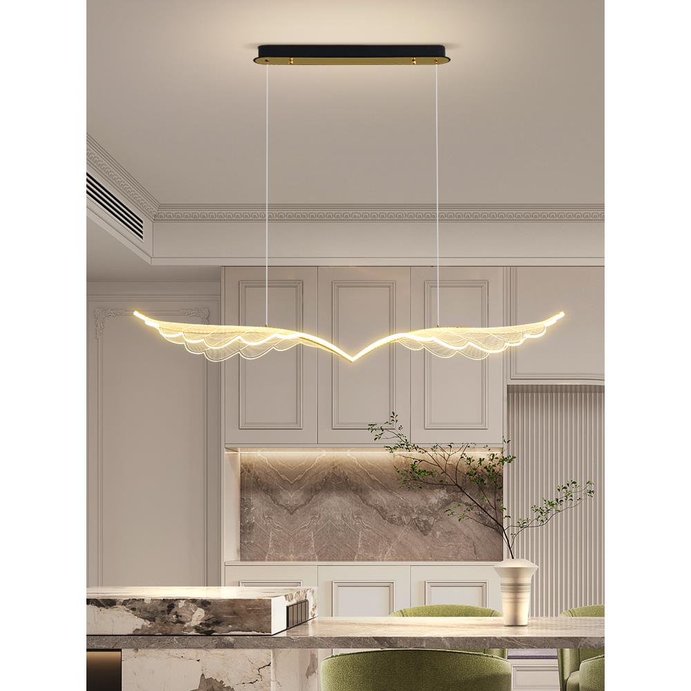 餐厅吊灯轻奢创意亚克力导光板LED现代长条一字吧台咖啡厅餐桌灯