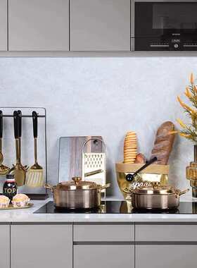 样板房间厨房装饰品橱柜锅具展厅饰品组合现代轻奢家居软装摆件