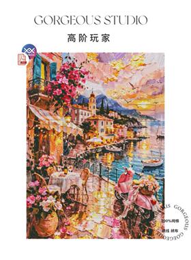 无混绣|《花港暮色》16CT印花十字绣套件花卉欧式客厅卧室高CT