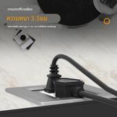 双门子地插座全铜防水隐藏式 超薄双开门不锈钢地插五孔地板地面插