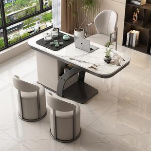 轻奢岩板阳台茶桌椅组合现代高级感茶几客厅家用小茶台烧水壶一体