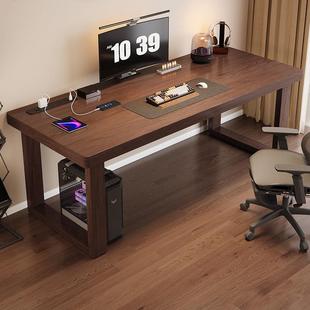 纯实木电脑桌台式书桌卧室家用学习桌大板电竞桌双人工作台办公桌