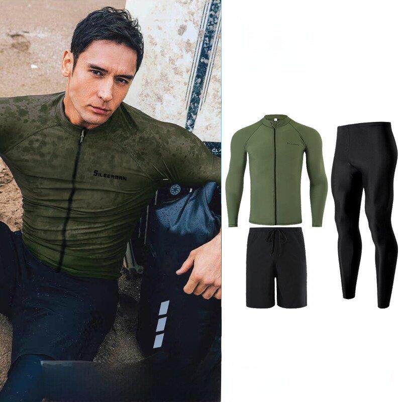 韩国男士泳衣长袖潜水服上衣防晒速干游泳衣水母衣冲浪服浮潜套装