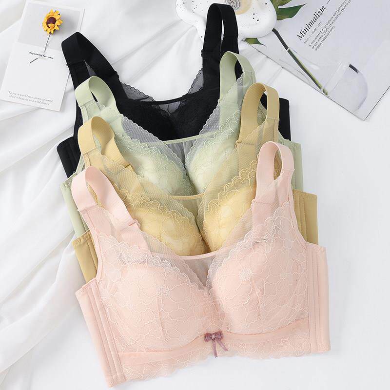 乳胶内衣女大胸显小聚拢上托防下垂蕾丝小可爱收副乳软钢圈塑形胸