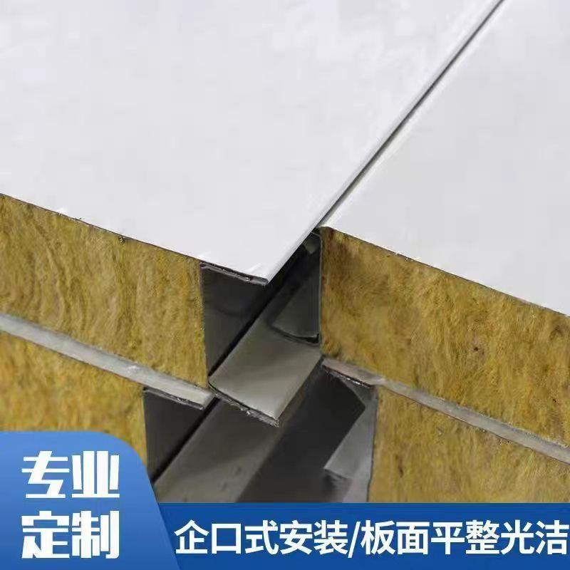 防火岩棉板隔热保温彩钢板夹芯板厂房室内隔墙净化板阻燃板吊顶板
