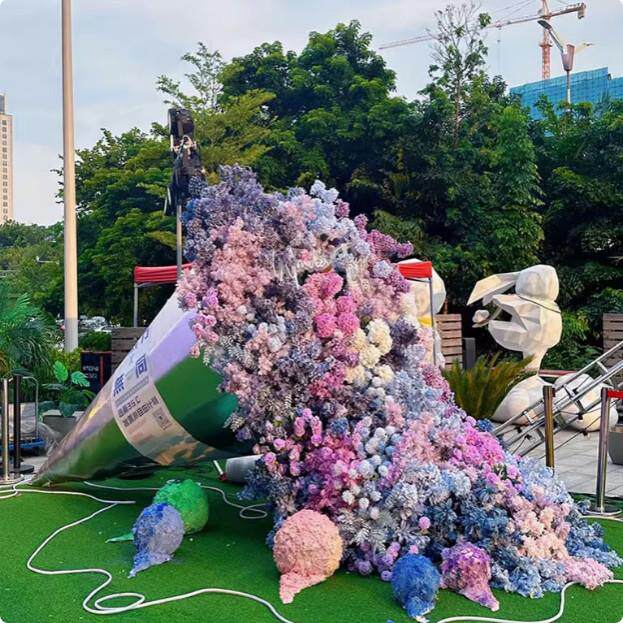 彷真花巨型绣球花装饰造景冰淇淋花筒拍照网红打卡点户外风景区布